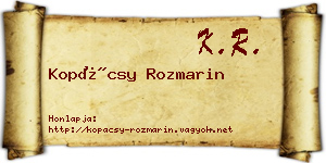 Kopácsy Rozmarin névjegykártya